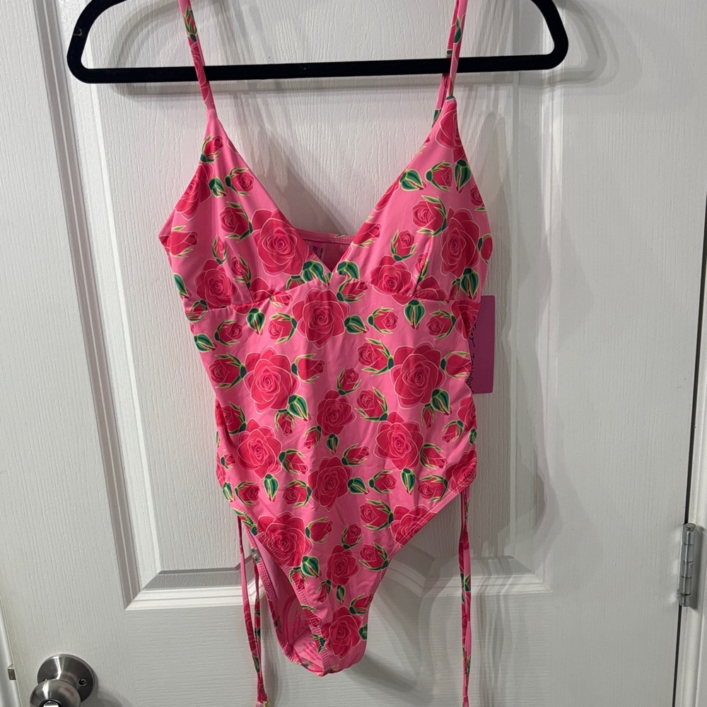 Betsey Johnson Viral Pink Floral Swimsuit  NWT